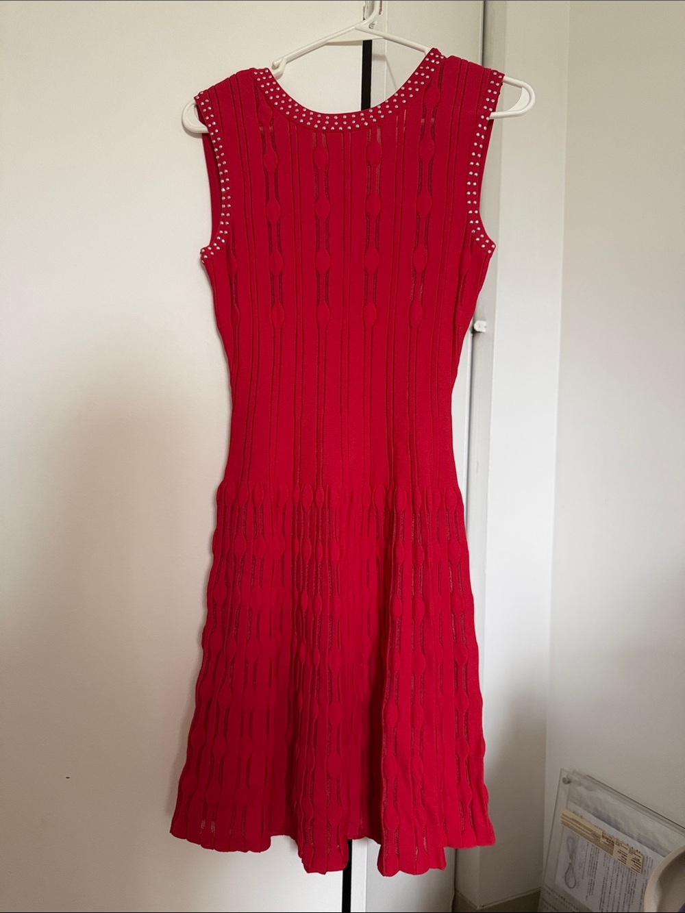 The Kooples Red Sleeveless Knit Fit-and-Flare Dress
